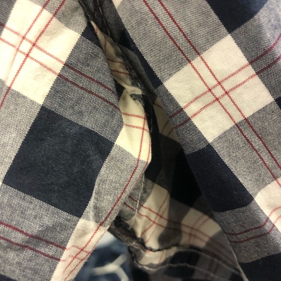 Eddie Bauer Men's Navy and White Checker Plaid Short Sleeve Button Down Shirt XL - Picture 5 of 5